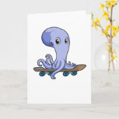 Octopus als Skater met Skateboard Kaart (Gele Bloem)