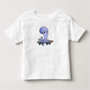 Octopus als Skater met Skateboard Kinder Shirts
