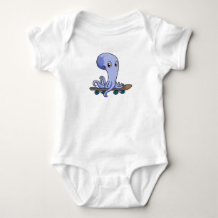 Octopus als Skater met Skateboard Romper