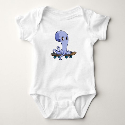 Octopus als Skater met Skateboard Romper (Voorkant)
