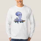 Octopus als Skater met Skateboard T-shirt (Voorkant)