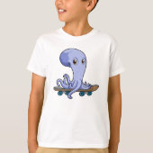 Octopus als Skater met Skateboard T-shirt (Voorkant)