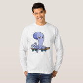 Octopus als Skater met Skateboard T-shirt (Voorkant volledig)