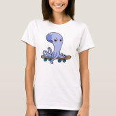 Octopus als Skater met Skateboard T-shirt (Voorkant)