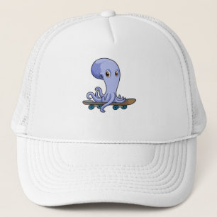 Octopus als Skater met Skateboard Trucker Pet
