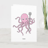 Octopus als tovenaar met drietand kaart (Achterkant)