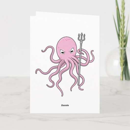 Octopus als tovenaar met drietand kaart (Achterkant)