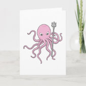 Octopus als tovenaar met drietand kaart (Voorkant)