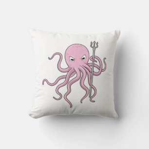 Octopus als Tovenaar met Drietand Kussen