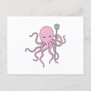 Octopus als Tovenaar met Versiering Briefkaart