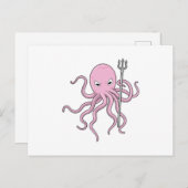 Octopus als Tovenaar met Versiering Briefkaart (Voorkant / Achterkant)