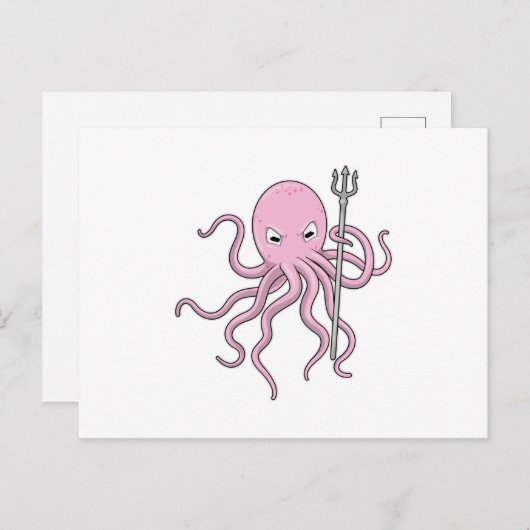 Octopus als Tovenaar met Versiering Briefkaart (Voorkant / Achterkant)