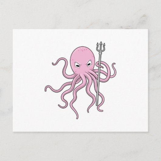 Octopus als Tovenaar met Versiering Briefkaart (Voorkant)