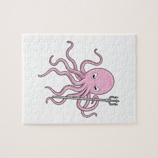 Octopus als Tovenaar met Versiering Legpuzzel (Horizontaal)