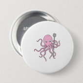 Octopus als Tovenaar met Versiering Ronde Button 7,6 Cm (Voorkant /achterkant)