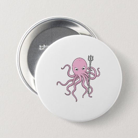 Octopus als Tovenaar met Versiering Ronde Button 7,6 Cm (Voorkant /achterkant)