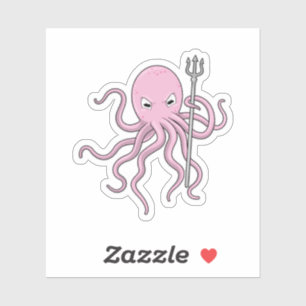 Octopus als Tovenaar met Versiering Sticker
