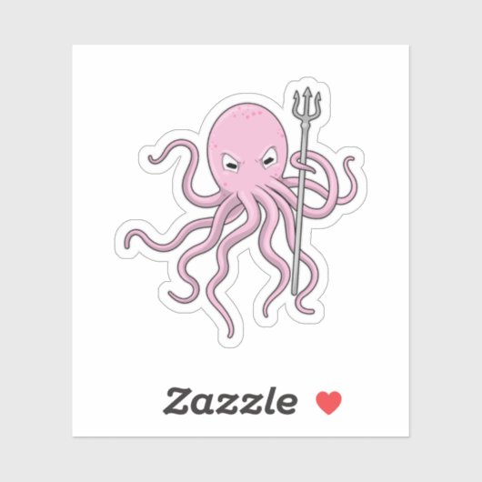 Octopus als Tovenaar met Versiering Sticker (Vel)