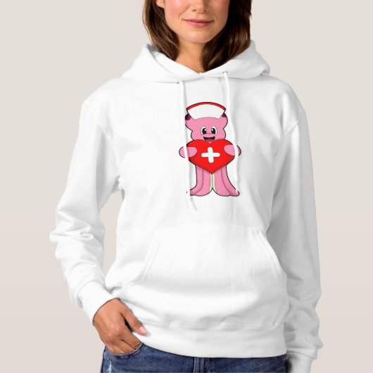 Octopus als verpleegster met hart hoodie (Voorkant)