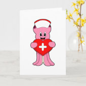 Octopus als verpleegster met hart kaart (Gele Bloem)