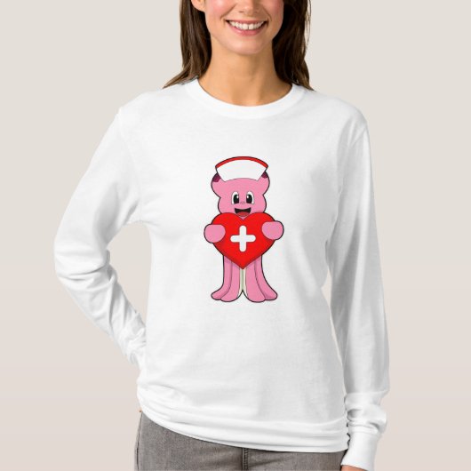 Octopus als verpleegster met hart t-shirt (Voorkant)