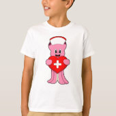 Octopus als verpleegster met hart t-shirt (Voorkant)