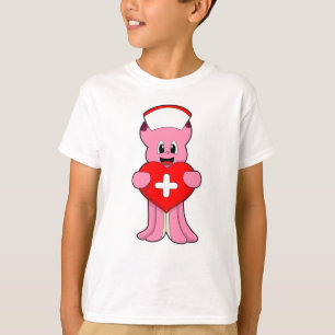 Octopus als verpleegster met hart t-shirt