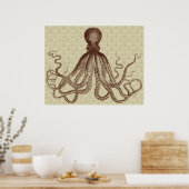 Octopus Anchors Lord Bodner Bruin Nautical Poster (Keuken)