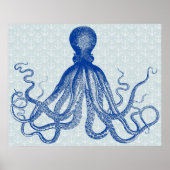 Octopus Anchors Lord Bodner  Nautical Blue Poster (Voorkant)