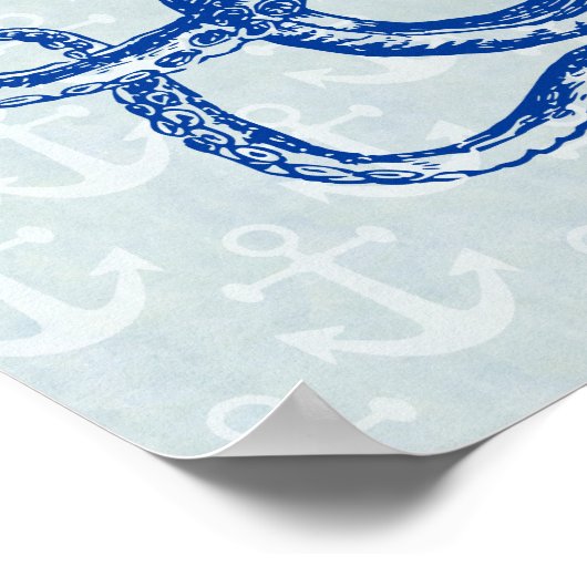 Octopus Anchors Lord Bodner  Nautical Blue Poster (Hoek)
