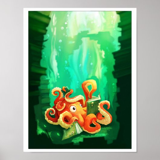 Octopus and His Books Poster (Voorkant)