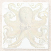 Octopus antiek illustratie zee monster glazen onderzetter (Achterkant)