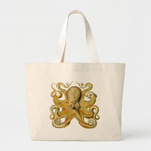 Octopus antiek illustratie zee monster grote tote bag