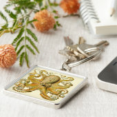 Octopus antiek illustratie zee monster sleutelhanger (Zijkant)