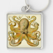 Octopus antiek illustratie zee monster sleutelhanger (Voorkant)