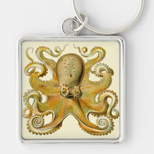 Octopus antiek illustratie zee monster sleutelhanger (Voorkant)