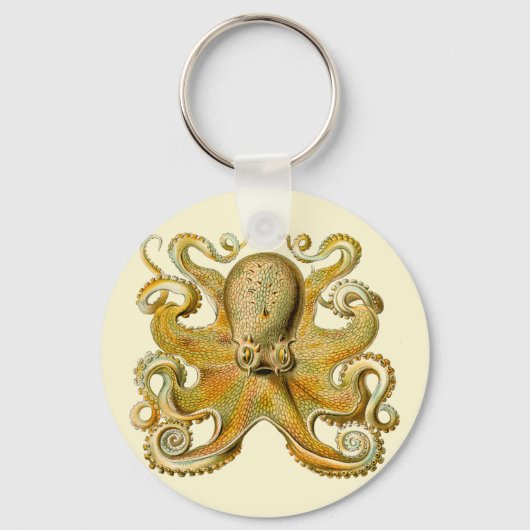 Octopus antiek illustratie zee monster sleutelhanger (Voorkant)