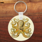 Octopus antiek illustratie zee monster sleutelhanger (Voorkant)