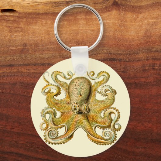 Octopus antiek illustratie zee monster sleutelhanger (Voorkant)