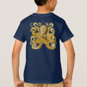 Octopus antiek illustratie zee monster t-shirt (Achterkant)