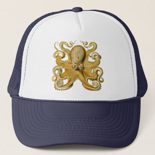 Octopus antiek illustratie zee monster trucker pet (Voorkant)