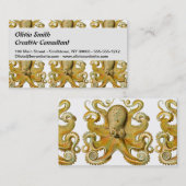 Octopus antiek illustratie zee monster visitekaartje (Voorkant / Achterkant)