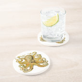 Octopus antiek illustratie zee monster zandsteen onderzetter (Zijkant)