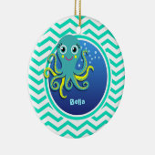 Octopus; Aqua Green Chevron Keramisch Ornament (Rechts)