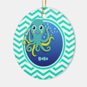 Octopus; Aqua Green Chevron Keramisch Ornament (Links)