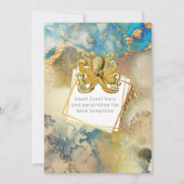 Octopus aquarel goud blauw bruin maritiem kaart (Voorkant)