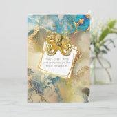 Octopus aquarel goud blauw bruin maritiem kaart (Staand voorkant)