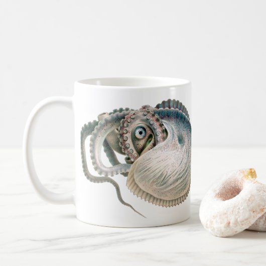  octopus argonaut, zeedieren koffiemok (Met donut)