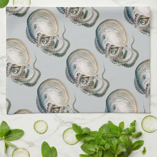  octopus argonaut, zeedieren theedoek (Gevouwen)