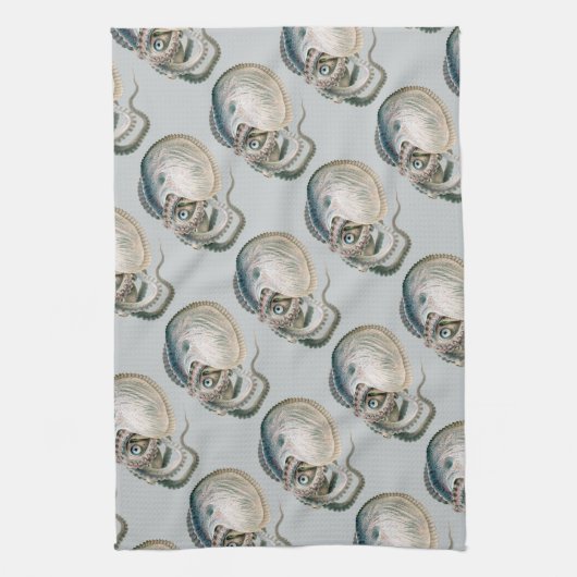  octopus argonaut, zeedieren theedoek (Verticaal)